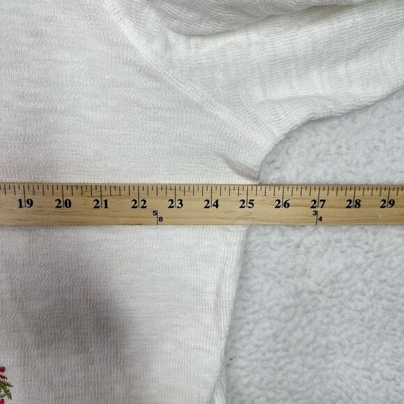 Boho Lagenlook Embroidered Jacket Hoodie Plus 2X White Cotton Floral Butterfly - Picture 14 of 16